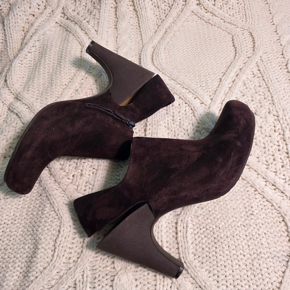 Tsubo Suede Ankle Booties‎ Brown Slingback Heels Womens 7.5 Excellent